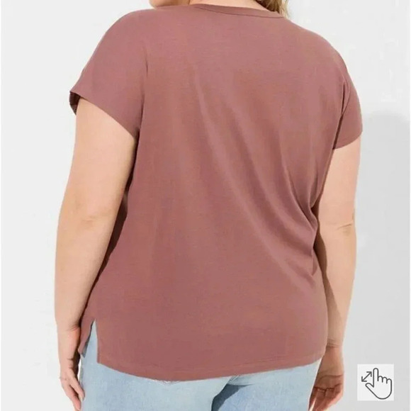 Torrid Mauve Lace Up Front Short Sleeve Top size 1X D49 - Picture 2 of 9